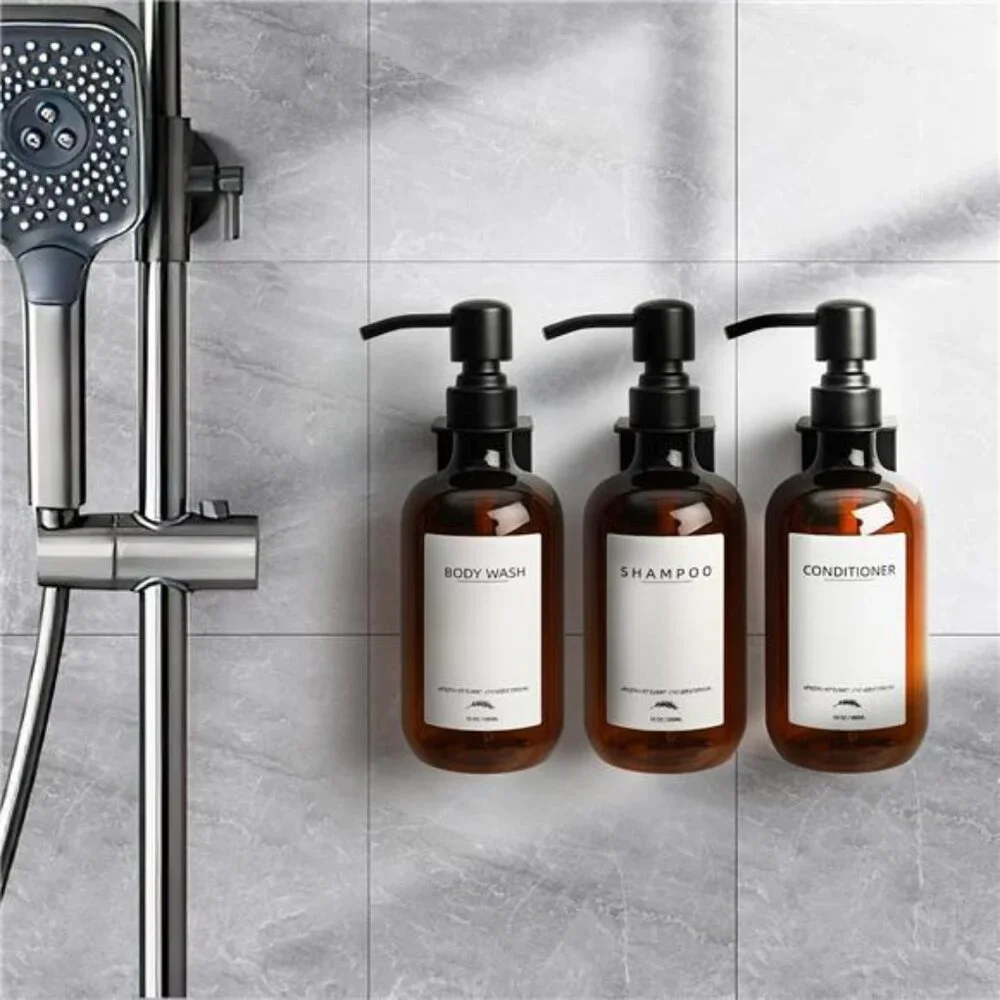 Shampoo Dispenser Wall Mount No Drill Shower Soap Dispenser Bathroom Amber